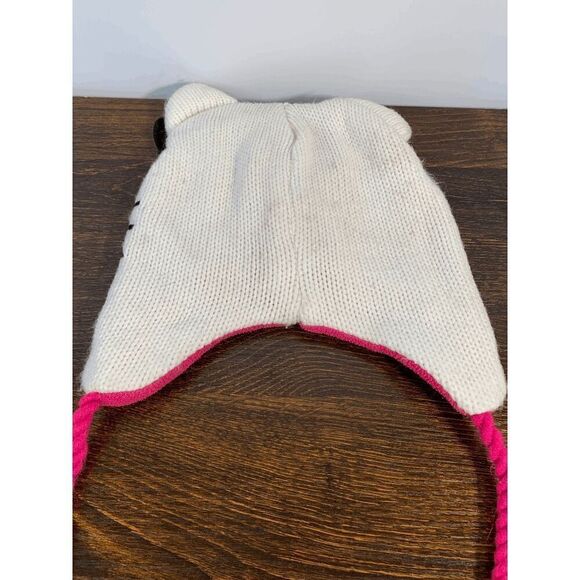 Sanrio Hello Kitty Tassle Knit Girls Beanie Bow Acrylic Pink White Size 4-16 - Picture 2 of 4